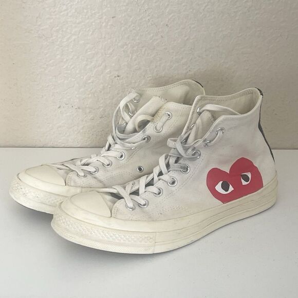 Come Des Garçons PLAY Converse Chuck Taylor Hidden Heart High Top Sneaker W11 M9 - Picture 10 of 15